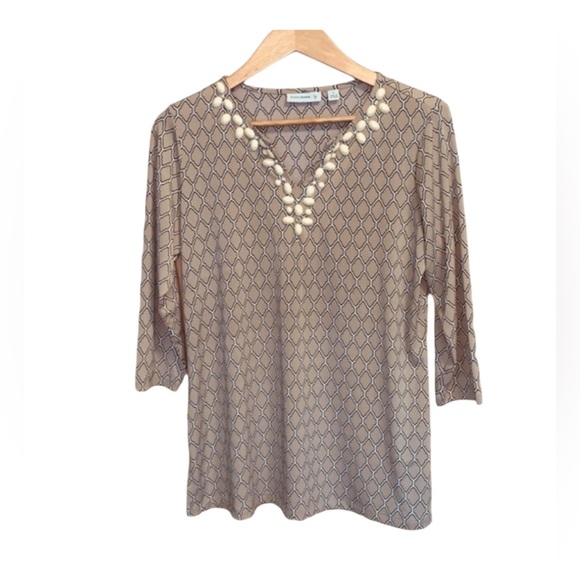 Susan Graver Blouse 3/4 Sleeve Top S - Picture 2 of 3